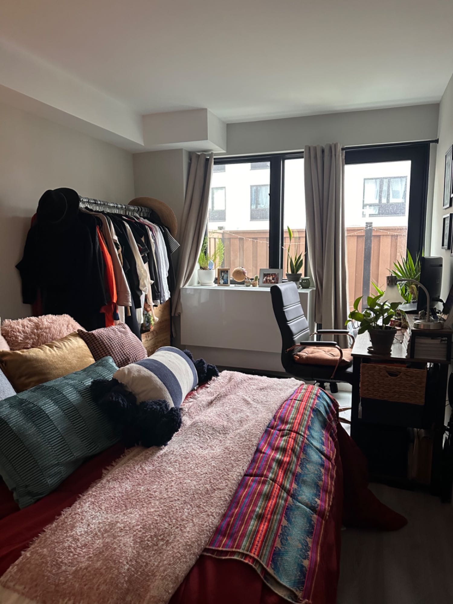 Subject: Large room + private bathroom sublet available in a gorgeous apartment with patio in Bushwick!
Bedroom sublet (large room + private bathroom) available in a beautiful 3 br apartment in Bushwick, less than a block away from the Central Avenue train station (M line). Available January 1 2025 to May 31 2025, with option to extend if it’s a good fit!
Monthly rent is $1865 plus utilities - one months' rent security deposit is also required before moving in.
The apartment is stunning, you will have access to the fully furnished common areas (living room, kitchen and patio); so no need to bring anything besides what you'll need in your room and bathroom. Brand new kitchen appliances, including fridge, microwave, oven and dishwasher, as well as a washer/dryer in the unit. There's also a large patio with a hammock, and lounge area! The room is huge with a large closet, AC/heating unit, as well as large windows and private access to the patio; as mentioned, you will also have your own private bathroom which has a nice shower and an LED-light vanity mirror.
The building itself is also new (built in 2022) with luxury amenities such as a gym, laundry room, courtyard, media room/lounge and rooftop with gorgeous views of the NYC skyline. You will be in the best part of Bushwick, surrounded by fun bars, restaurants, and coffee shops. There's even a grocery store on the first floor of the building!
Your roommates would be two women who work long hours in the TV/Film industry, so quiet weekdays/nights are a must. There's also the most adorable roomie-dog living in the apartment, you will see her pretty face in some of the pictures shown (she's the best!).
The ideal roommate would be a working professional who is clean, easy-going, responsible and doesn't work from home full-time; preferably vegetarian (current roommates are all vegetarian or vegan!) . Also, no pets please! (however, must love furry friends as there is a dog already living in the apartment).