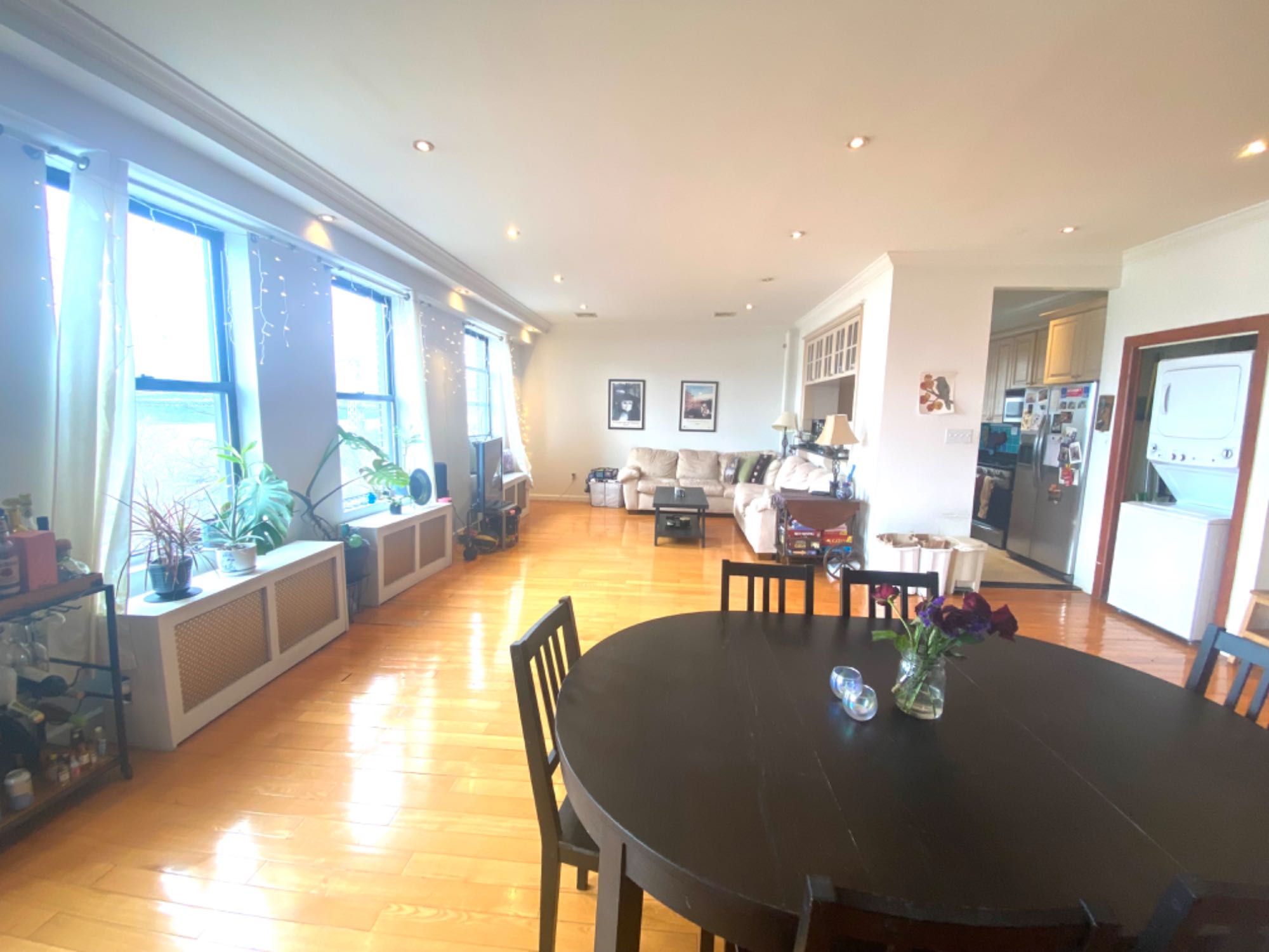 Two bedrooms available in my gorgeous Manhattan top-floor apartment with amazing river views!


When:  
June 1, signing on to the lease for at least one year with option to renew.


The Apartment: 
A beautiful, expansively huge 4-bed, 4-bath apartment with awesome people. Top floor, corner apartment of an elevator building on Riverside Drive with stunning views across the Hudson and the George Washington Bridge. Washer, dryer, and dishwasher in unit. There's also a laundry room in the basement. On-site super is very responsive. The apartment has a huge common room with smart TV, sectional couch, tons of books, dining table that seats six, and large fully stocked kitchen. We have every kitchen tool you might need – coffee maker, Nespresso machine, Keurig, milk frother, tea kettle, air fryer, toaster, and more, plus all the pots, pans, cutlery, etc. Hardwood floors, big windows, lots of books, lots of light.


Perks:
-In unit laundry
-Fully stocked kitchen with large dishwasher
-The most amazing river views - those sunset pics are taken from the living room!
-Giant spacious common area/living/dining room
-Roommates who are cool people and responsible adults
-Rent stabilized


Room #1:
-Separate from all other bedrooms.
-Private ensuite bathroom.
-Two closets.
-$1409.22 per month plus utilities


Room #2:
-The most affordable of the bedrooms.
-Tons of light, great for plants.
-One huge closet.
-Huge bathroom with double sinks, shared with one woman. (Two roommates have private bathrooms.)
-Cost: $1324.66 per month plus utilities


Who:
We are professional women in our early 30s working in media/television and fine arts. We are clean, friendly, and active and rarely home at the same time, but we enjoy sharing a drink and catching up while cooking dinner (one roommate is vegetarian) or watching shows together. Looking for equally active, communicative, clean, and responsible roommates. This location is ideal for medical professionals due to nearby NYP Hospital.


You:
-Ideally similar in age to us (between 28-36ish)
-Female preferred because of shared bathroom.
-Non-smoking only. No cats or dogs please.
-Must provide evidence of gainful employment – you will need to be approved by the management company.


Where:
Riverside Drive in Washington Heights. Located on the sixth floor of a clean, quiet, secure elevator building. Walk 10 minutes from the door to the lovely green park along the riverbank, with playgrounds, running/cycling paths, picnic areas. Great for people-watching, sunset-viewing, grilling.


Transportation:
Walk to everything within a few blocks - a new huge grocery store, Planet Fitness, cute coffee shop and restaurants along Broadway. New restaurants and bars are springing up all the time. 10-minute walk to the A at 168th street, 8-minute walk to 157th street 1 train or C at 163rd street. Close to NY Presbyterian Hospital - perfect for medical residents.


We’re bummed to lose two great roommates - this is a gorgeous apartment that we’ve made a true home. Interested? Shoot us a message and share a bit about yourself, your work schedule and preferred move-in date. We'll set up a time meet us and hopefully see the space in person!
