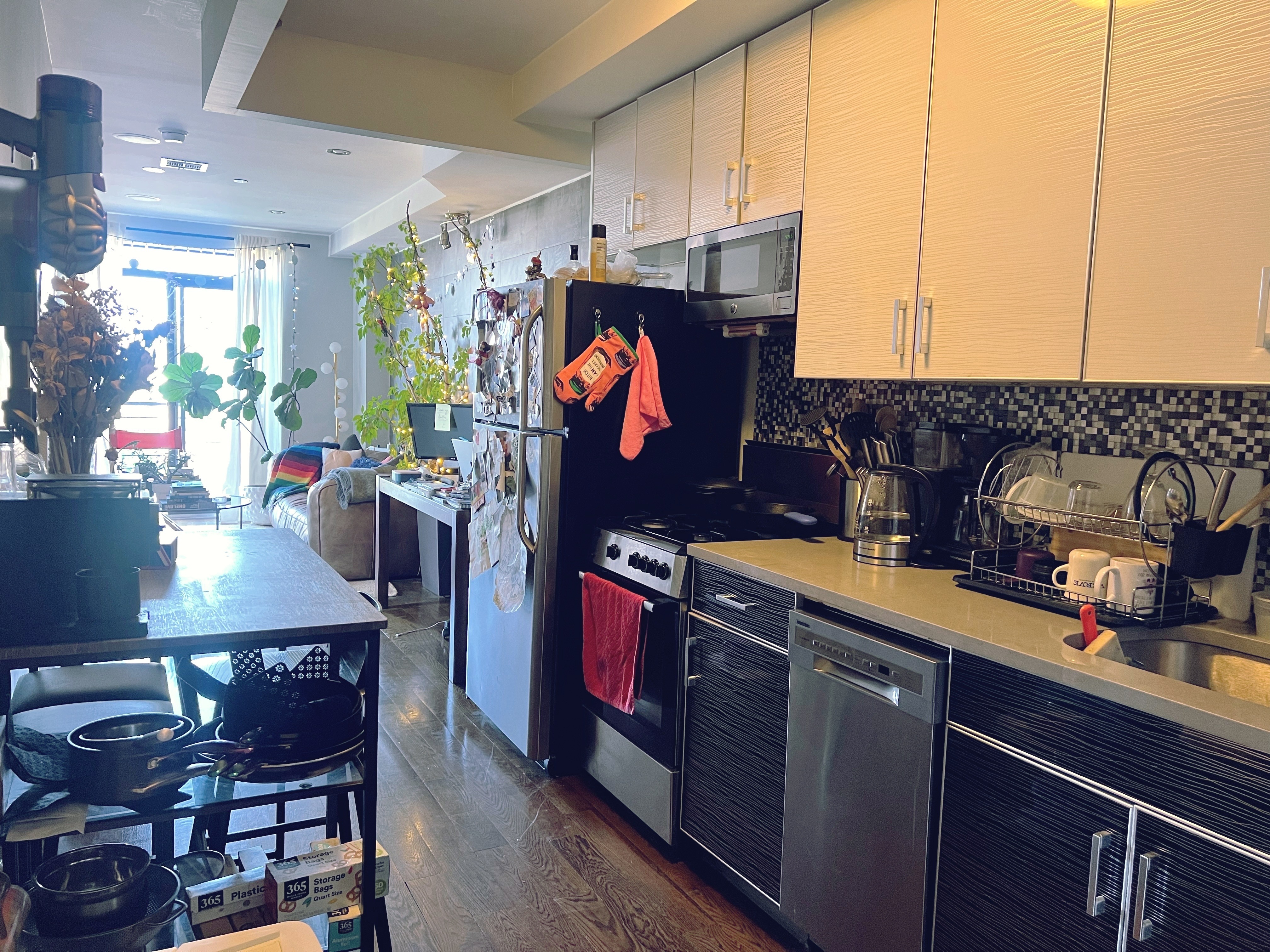 $1,500 / 2br - Room in cozy 2 bed, 1 bath apt w/semi private terrace, gym, parking + (Ridgewood)
Hi,
My name is Jenny and I'm looking for a clean and responsible person that doesn't work from home ideally to share my 2 bed, 1 bath apartment. I would prefer if you stay for a full year, with the possibility of extending the stay if we get along and everything works out. I’ve been living here for over 4 years and I absolutely love it and I'm sure you will love it too.
The apartment is mainly furnished (couch, tables, TV without cable but great to watch Netflix etc.). It also has a Bluetooth speakers system, a spacious kitchen with a dishwasher and microwave, and a bathroom with a soaking tub (great for bubble baths). There is central A/C and screen doors for keeping the bugs out on both doors (balcony and terrace).
We get tons of natural light as we have a small balcony, and a beautiful terrace that I share with my amazing neighbors/friends.
The room will be unfurnished and there is a closet next to the room. You can fit up to a queen size bed and a desk comfortably and you can also use my curtains if you don't feel like changing them or getting your own.
The building has multiple amenities like a shared rooftop, a gym, parking (parking is NOT included, it's $250/month), a bike room and a laundry room. The management/landlord is great and responsive so if anything breaks or needs to get fixed they send someone right away.
The Seneca M stop is only a few blocks away and the DeKalb L stop is 10 min away. The neighborhood is great and you can find anything you need for an affordable price. There are many laundromats, super markets, popular clubs, bars, restaurants and parks in the area and there is a B38 bus stop right across the street.
Utilities are NOT included but all the contracts are on my name and I always pay everything on time and along with the rent we need to pay for everything on the 1st of each month. We would split the utilities and house expenses like toilette paper etc. There isn't an exact amount because the electricity, gas and expenses bills fluctuate depending on the season and our lifestyle but we can also discuss this in person.
Overall this house is full of good vibes and I don't mind sharing my stuff with whoever moves in as long as everything is being used respectfully and left how it was found.
About This Lister:
I treat this space as a sanctuary to escape the craziness of New York. I'm a neat-freak and I expect to share the cleaning chores fairly.
I live here with my adorable and super friendly doggie son, Gryffindor. He is a medium size, 3 years old Texas Heeler that is house trained. He also doesn’t have any odor. You will have to be OK with having him around of course and no other pets are allowed.
The kitchen and bathroom are always spotless clean to avoid pests, awkward moments and unnecessary drama.
I'm a proper functional adult, I'm very positive and full of energy. I'm down to hang if we click but I also mind my own business. In my free time I'm usually out and about roller skating, biking, eating, partying, hanging out with my partner and friends or enjoying life as much as I can. I meditate every day and I do therapy once a week. I care a lot about my mental health so hope you do as well.
I'm a UX/UI Designer and I work remotely from home. I'm mindful and considerate of the space so even if I'm around you'll always have space to cook and use the bathroom and the common spaces. I'm a total hustler so I also have other side gigs that keep me even busier.
I'm a Deep Techno DJ/Producer but I don't bring the party home. I do like to listen to music every day during the day but wouldn't disturb you with it as I mainly listen to ambient or low tempo music at home and I use my headphones too if necessary. At times I record my sets but I do that when nobody else is around.
Occasionally I host BBQs or parties on the terrace with my neighbors that don't end extremely late (usually we are done by 1am) and when the weather is nice I like to relax or work from there so you would need to be totally OK with sharing the access to it as the terrace door is in this room.You will be more than welcome to join the events but also no pressure if you don't like to participate. If you want to use the BBQ, the fire pit or if something needs to be replaced, we usually share those expenses between both apartments (4 people).
Visitors are always welcome but communication is key so we can discuss this in person when you come to check out the room.
I'm looking for a clean, nice, responsible, open minded and easy going person that is drama free and that is a functional adult as well. I would love if you don't bring the party home and you get a big plus if you are part of the LGQBT + community, like music, books and to cook.
The house is 420 friendly but hardcore drugs or people that do them aren't welcome in this house. If you are a smoker (weed or cigarettes) it's fine but you would need to always smoke in the terrace and clean after yourself (ashtrays etc.).
Rental requirements:
- Good credit (680 minimum) and income (salary that cover 40 x the rent). The landlord will require you to apply to have your info on file. I’m on the lease and you’ll be replacing my current roommate on the lease. The application cost is $20
- First month and security deposit are paid to me before moving in. I’m the one handling this directly so you have to send me the deposit first. If you get approved and you back out you will LOSE your deposit (please read this carefully so there aren’t any misunderstandings). If you don’t get approved by any reason the deposit is refundable of course.
If you have any other questions I'm more than happy to answer them and hope you are the lucky one that gets to share this space with me. I'm the BEST roommate ever!