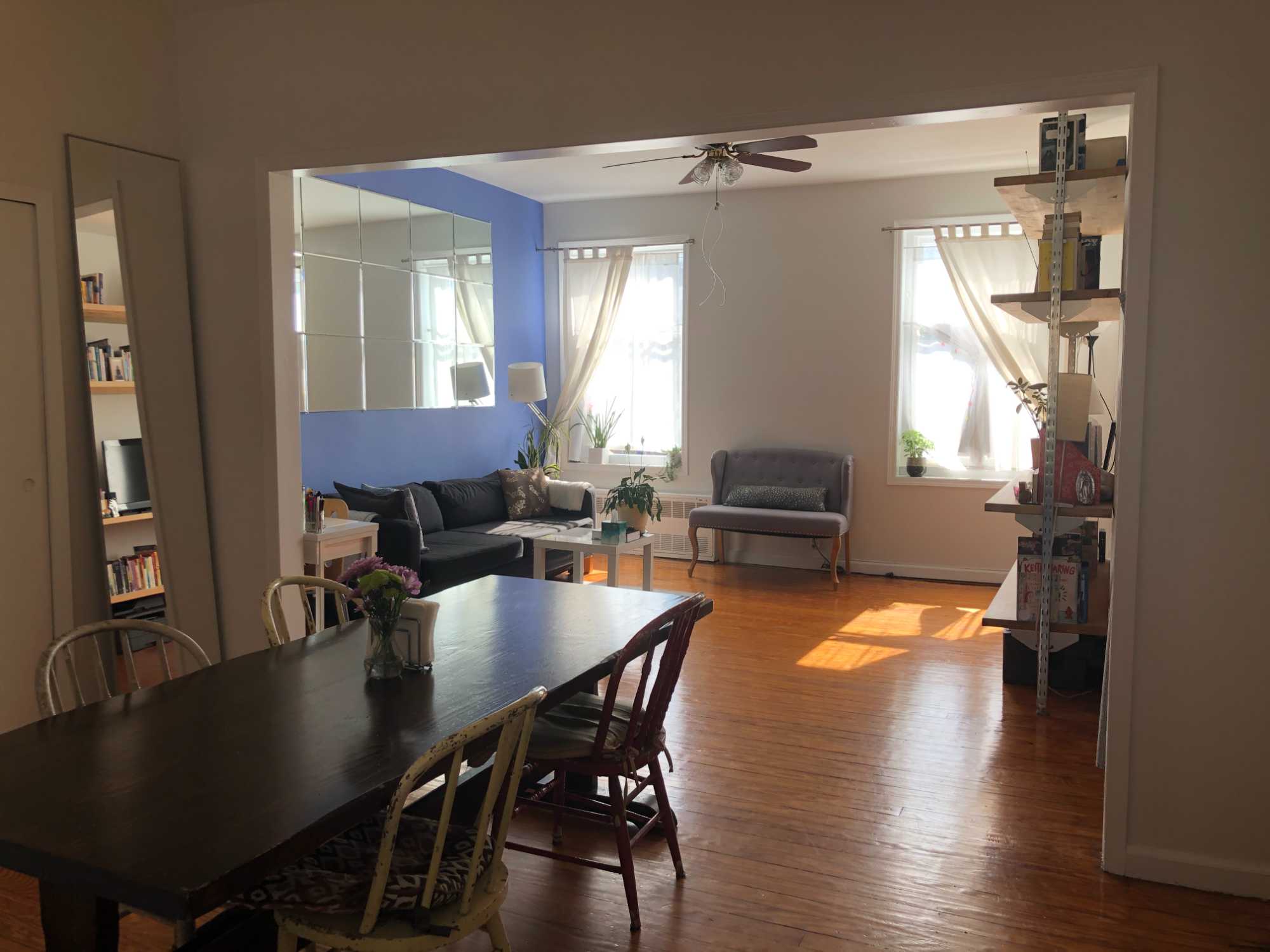 Full apartment sublet for August in Large, Beautiful and Well-located 2 BR Apt in Prospect Heights/Park Slope Border

Large, beautiful 2-bedroom apartment in Prospect Heights/Park Slope available for August (full private space without roommates)
(Hablo español, si quieres descripciones en español, pregúntame)

Sublet of a fully furnished apartment from August 1st, 2025 until August 31, 2025 (1 month).
Available for partial periods of time. (minimum stay 2 weeks for $1,500)

Beautiful two-bedroom apartment in a prime location in Brooklyn. Large common areas (bathroom, kitchen, living room, dining room (with large table)). Both bedrooms are fully furnished, with queen beds and mirrors. High ceilings

$3100 a month + utilities OR ($1,500 for 2 weeks) 
$1000 security deposit.
(Please note: security deposit as well as full month rent are due before moving in)

Apartment consists of:
-large kitchen (toaster, blender, electric kettle, microwave, stovetop, oven)
-large dining room, with large dining table, 5 chairs
-large living room (with two couches and coffee table)
-larger bathroom with bathtub/shower
-smaller bedroom, with queen bed, clothing rack and 3 long floating shelves, small desk and chair
-larger bedroom, with queen bed
-closet
-natural light in all rooms
-high ceilings
-AC (one in living room, kitchen and in each bedroom), 2 box fans and ceiling fan in the living room and larger bedroom
-4 additional folding chairs
-two small desks (with one wooden chair, one rolling chair)
-wifi
-TV with Roku
-overhead lighting, 3 floor lamps and 5 table lamps
-air purifier in living room and larger bedroom
-hardwood floors
-2 flight walkup

This is perfect for a family or someone new to the city, visitors/family in town, or someone who has temporary work in the city.

Sheets, pillows, blankets, and bath towels can be provided upon request.

Large kitchen is a great space to cook in and is separate from the adjoined dining and living room areas.

No pets allowed in the apartment or building.
Must be willing to sign a sublease agreement.
Proof of income
References needed

Rental requirements:
Require a government issued ID, Linkedin or social profile, a reference from a previous landlord or roommate (landlord preferred), payment of 1 month rent and 1 month security deposit upfront. 
A standard lease agreement will also be prepared for the duration and must be signed beforehand.
Only serious inquiries please