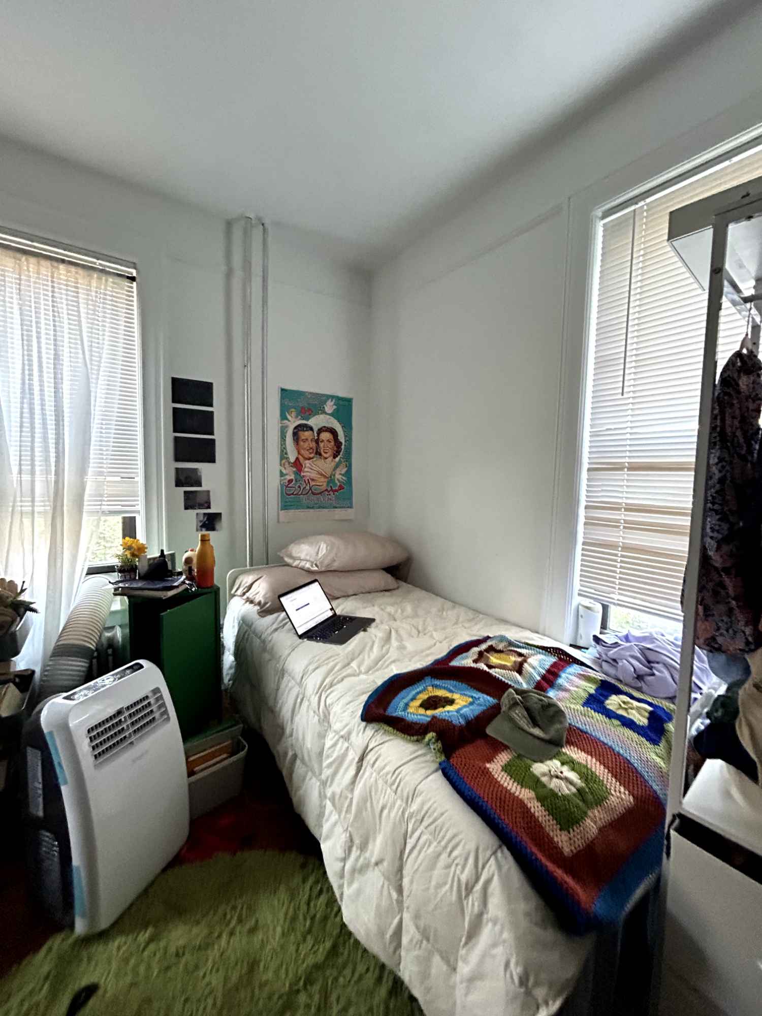 Hi! I'm looking for someone to take over my room as I'm moving out of the country to complete a Master's. My room is fully furnished with a bed, a couch, and a clothes rack. I also have an easel and roll of canvas that I can move out and an A/C unit that is old, so it may be in your best interest to purchase a new one. I can move all my clothes, books, and items out- you can let me know if you want the decorations to stay. My roommates are 2 women, professionals, who work in the city 4 out of the 5 week days. We have two livings rooms with plenty of space to relax/work/study, one shared kitchen and one shared bathroom. This area is in between Elmhurst and Jackson Heights, so there's a plethora of food to experience. We're near the 7 train so it takes about 30 minutes to get into the city.