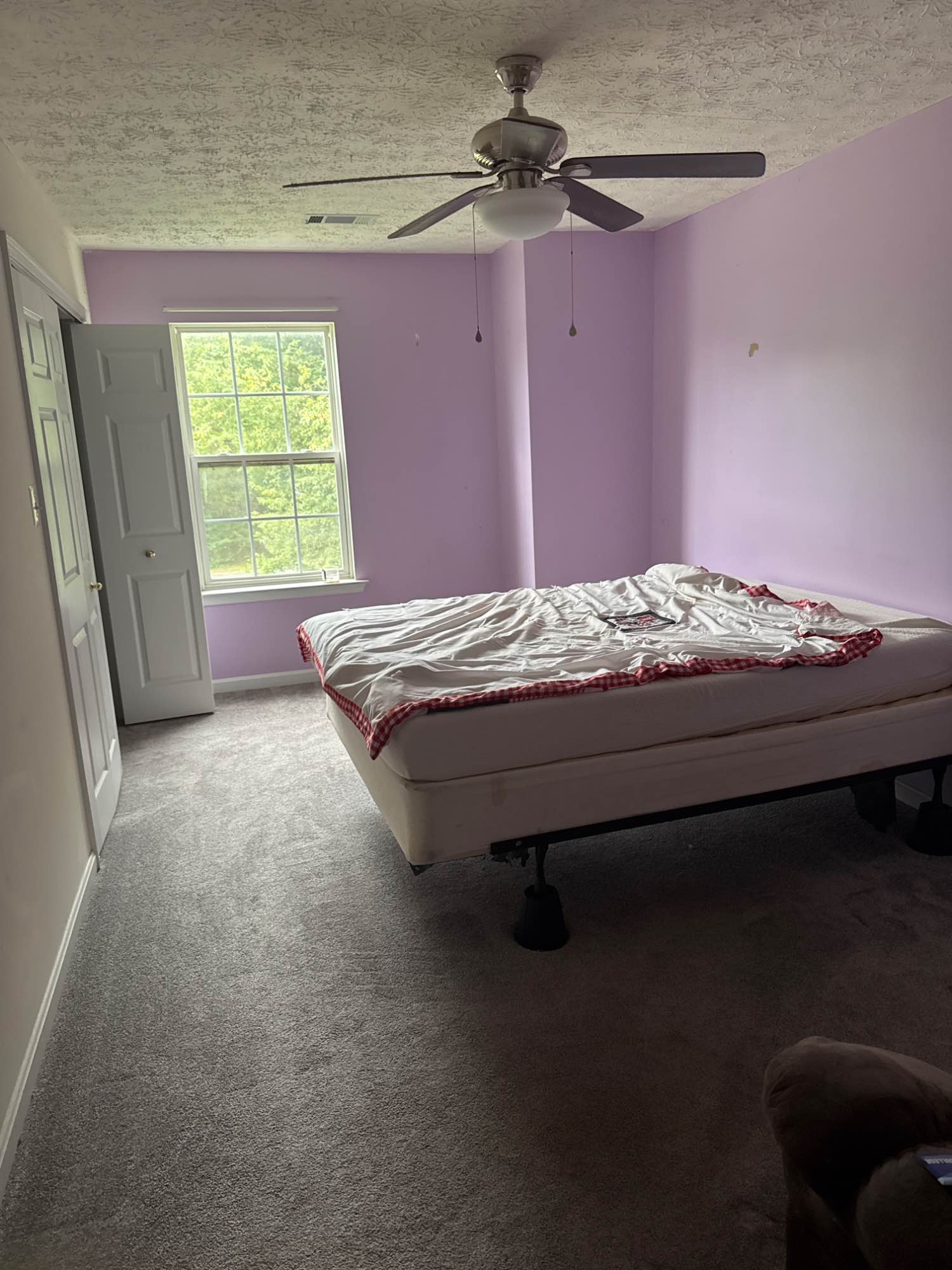 Single family home. 4 bedroom 2.5 bathroom. I have a big dog that can not have any other pets. He is the friendliest Dog. My kid is going away to college so one room can be used for storage. The other two rooms have a bed in it. Can be removed. There is a full bathroom for those rooms to share. However if you want your own bathroom then rent is a little higher. The neighborhood is very quiet and safe. I live next to cops and government agencies. I work M-F.