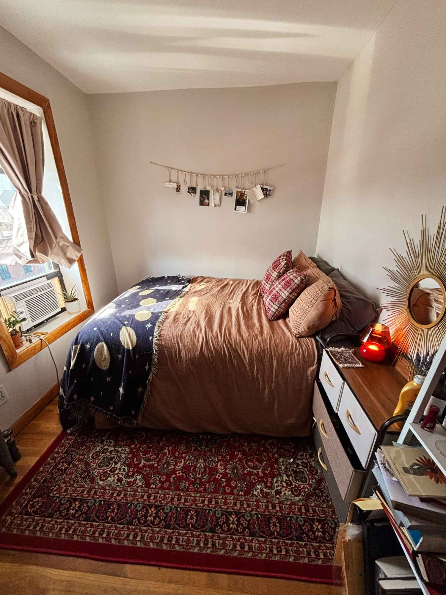 This is a pre-war building in Brooklyn, which comes fully furnished (with personal items/linens removed, of course). No dishwasher or washer/dryer, and it's a walk-up, so you must be able to use stairs. NO ELEVATOR. The apartment is small, but feels warm and spacious because of the natural light and wood. You'd be living with one male roommate (my partner) who works from home. He loves film, literature, and going out - if you like any of these things, it would be a good personality match!