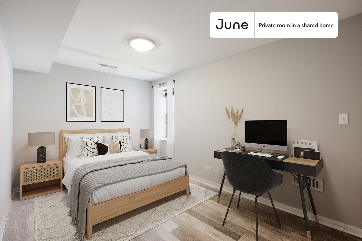 PLEASE NOTE: This is a private room in a shared apartment. You will have your own bedroom and shared common areas (kitchen, bathroom, etc.) with other residents.
Full bedroom in a 3 bedroom / 2 bathroom apartment!
Check out 3D tour now: https://jnhm.es/8cb
This Full room in Logan Square is available on a 12 month lease or a flexible short term (31 to 364 days) lease. You pick your custom start and end date. Monthly rent rate is determined by furnishing preference, move-in date and move-out date. Speak to a June representative for recommendations on the best stay duration for the lowest rate, and learn more about this home on the June website: https://jnhm.es/6pi
Amenities of this home: Dishwasher, Furnished Common Areas, Wi-Fi - Paid separately (High-Speed), Guarantors Allowed, 32-inch Flat-Screen TV, Dine in kitchen, Street parking - City permit required, Laundry in home (free), Living area, Hardwood Flooring, Microwave, Oven, Refrigerator, garage parking (paid), also, this unit is conveniently located, several local parks, restaurants and bars are just minutes away.
About June Homes: Welcome to the easiest rental experience of your life. Rent furnished or unfurnished apartments on a 12 month lease or a flexible short term (31 to 364 days). As a resident, you’ll have access to 24/7 support and monthly cleanings of the home’s shared spaces. Sign up now to apply online for your next home with June: https://jnhm.es/sign-roomi
Brokers welcome! Contact us for more details.
Interested? Kindly note that the minimum stay duration would be 32 days.
Use this listing ID when speaking to June team: #1605 B