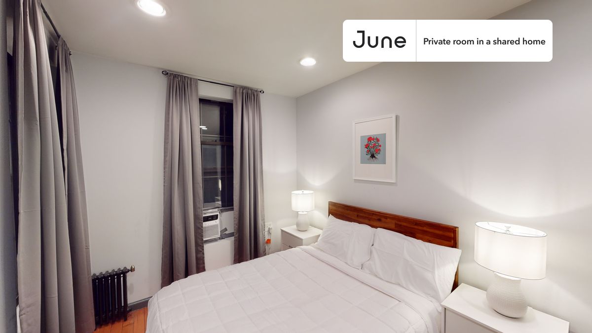 

PLEASE NOTE: This is a private room in a shared apartment. You will have your own bedroom and shared common areas (kitchen, bathroom, etc.) with other residents.

Queen bedroom in a 3 bedroom / 1 bathroom apartment!

Check out 3D tour now:  https://jnhm.es/TF

This  Queen room in East Village  is available on a 12 month lease or a flexible short term (31 to 364 days) lease. You pick your custom start and end date. Monthly rent rate is determined by furnishing preference, move-in date and move-out date. Speak to a June representative for recommendations on the best stay duration for the lowest rate, and learn more about this home on the June website:  https://jnhm.es/5Bo

Amenities of this home:   Dishwasher,    Furnished Common Areas,    Wi-Fi - Paid separately (High-Speed),    Guarantors Allowed,       32-inch Flat-Screen TV,       Street parking - City permit required,    Hardwood Flooring,    Microwave,    Oven,    Refrigerator,   also, this unit is conveniently located, several local parks, restaurants and bars are just minutes away.

About June Homes: Welcome to the easiest rental experience of your life. Rent furnished or unfurnished apartments on a 12 month lease or a flexible short term (31 to 364 days). As a resident, you’ll have access to 24/7 support and monthly cleanings of the home’s shared spaces. Sign up now to apply online for your next home with June: https://jnhm.es/sign-roomi

Brokers welcome! Contact us for more details.

Interested? Use this listing ID when speaking to June team:  #562 B