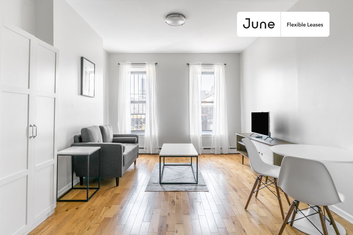

2 bedroom in Clinton Hill on flexible lease terms.

Check out 3D tour now:  https://jnhm.es/87g

This 2 bedrooms, 1 bath apartment on the Clinton Hill  is available on a flexible 1-18 month lease. Monthly rent rate is determined by furnishing preference, move-in date and move-out date. Speak to a June representative for recommendations on the best stay duration for the lowest rate, and learn more about this home on the June website:

Amenities of this home:   Furnished Common Areas,    Wi-Fi - Paid separately (High-Speed),    Guarantors Allowed,       32-inch Flat-Screen TV,       Hardwood Flooring,    Microwave,    Oven,    Refrigerator,   also, this unit is conveniently located, several local parks, restaurants and bars are just minutes away.

About June Homes: Welcome to the easiest rental experience of your life. Rent furnished or unfurnished apartments for 1 - 18 months, bypass hidden costs and broker fees and enjoy an easy move-in. As a resident, you’ll have access to 24/7 support and monthly cleanings of the home’s shared spaces. Sign up now to apply online for your next home with June: https://jnhm.es/sign-roomi

Use this listing ID when speaking to June team: #1366