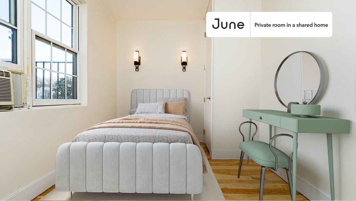 PLEASE NOTE: This is a private room in a shared apartment. You will have your own bedroom and shared common areas (kitchen, bathroom, etc.) with other residents.
Queen bedroom in a 4 bedroom / 1 bathroom apartment!
Check out 3D tour now: https://jnhm.es/8fE
This Queen room in Clinton Hill is available on a 12 month lease or a flexible short term (31 to 364 days) lease. You pick your custom start and end date. Monthly rent rate is determined by furnishing preference, move-in date and move-out date. Speak to a June representative for recommendations on the best stay duration for the lowest rate, and learn more about this home on the June website: https://jnhm.es/6zA
Amenities of this home: Furnished Common Areas, Wi-Fi - Paid separately (High-Speed), Guarantors Allowed, 32-inch Flat-Screen TV, Dining area, Laundry in home (free), Hardwood Flooring, Oven, Refrigerator, also, this unit is conveniently located, several local parks, restaurants and bars are just minutes away.
About June Homes: Welcome to the easiest rental experience of your life. Rent furnished or unfurnished apartments on a 12 month lease or a flexible short term (31 to 364 days). As a resident, you’ll have access to 24/7 support and monthly cleanings of the home’s shared spaces. Sign up now to apply online for your next home with June: https://jnhm.es/sign-roomi
Brokers welcome! Contact us for more details.
Interested? Use this listing ID when speaking to June team: #1803 D