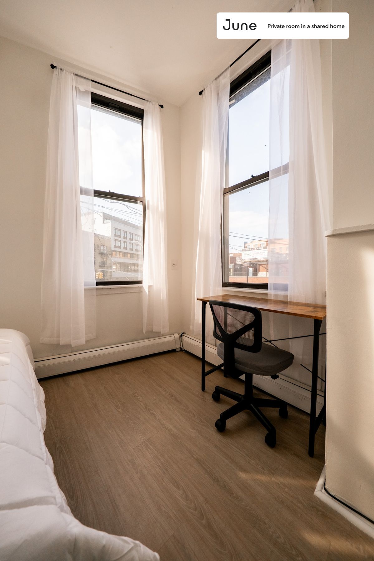 

PLEASE NOTE: This is a private room in a shared apartment. You will have your own bedroom and shared common areas (kitchen, bathroom, etc.) with other residents.

Queen bedroom in a 2 bedroom / 1 bathroom apartment!

Check out 3D tour now:  https://jnhm.es/8fH

This  Queen room in Bushwick  is available on a 12 month lease or a flexible short term (31 to 364 days) lease. You pick your custom start and end date. Monthly rent rate is determined by furnishing preference, move-in date and move-out date. Speak to a June representative for recommendations on the best stay duration for the lowest rate, and learn more about this home on the June website:  https://jnhm.es/6zV

Amenities of this home:   Furnished Common Areas,    Wi-Fi - Paid separately (High-Speed),    Guarantors Allowed,       32-inch Flat-Screen TV,    Dining area,    Fireplace,    Hardwood Flooring,    Microwave,    Oven,    Heating | Baseboard Gas heating,   also, this unit is conveniently located, several local parks, restaurants and bars are just minutes away.

About June Homes: Welcome to the easiest rental experience of your life. Rent furnished or unfurnished apartments on a 12 month lease or a flexible short term (31 to 364 days). As a resident, you’ll have access to 24/7 support and monthly cleanings of the home’s shared spaces. Sign up now to apply online for your next home with June: https://jnhm.es/sign-roomi

Brokers welcome! Contact us for more details.

Interested? Use this listing ID when speaking to June team:  #1807 B