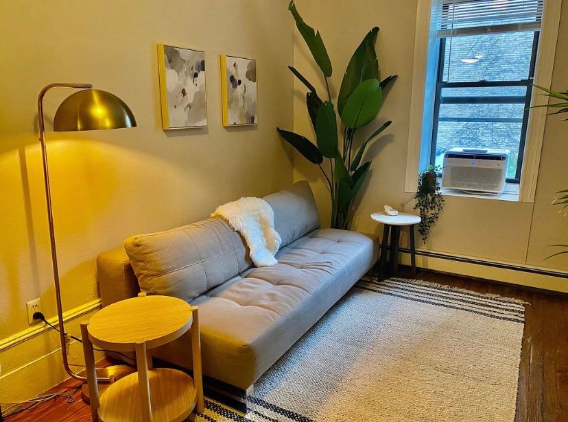 The apartment offers complete privacy, featuring a private bedroom, bathroom, and closet. It comes fully equipped with a washer and dryer, making laundry convenient for you. The pet-friendly policy welcomes well-trained pets, allowing you to enjoy their company. Additionally, the flexibility of short-term and long-term lease options provides convenience tailored to your needs. The bedroom comes with a/c, heating, a large closet and wifi. Some space in the kitchen and bathroom is available for temporary storage.

The building has an elevator and a live-in super, and has been a joy to live in.