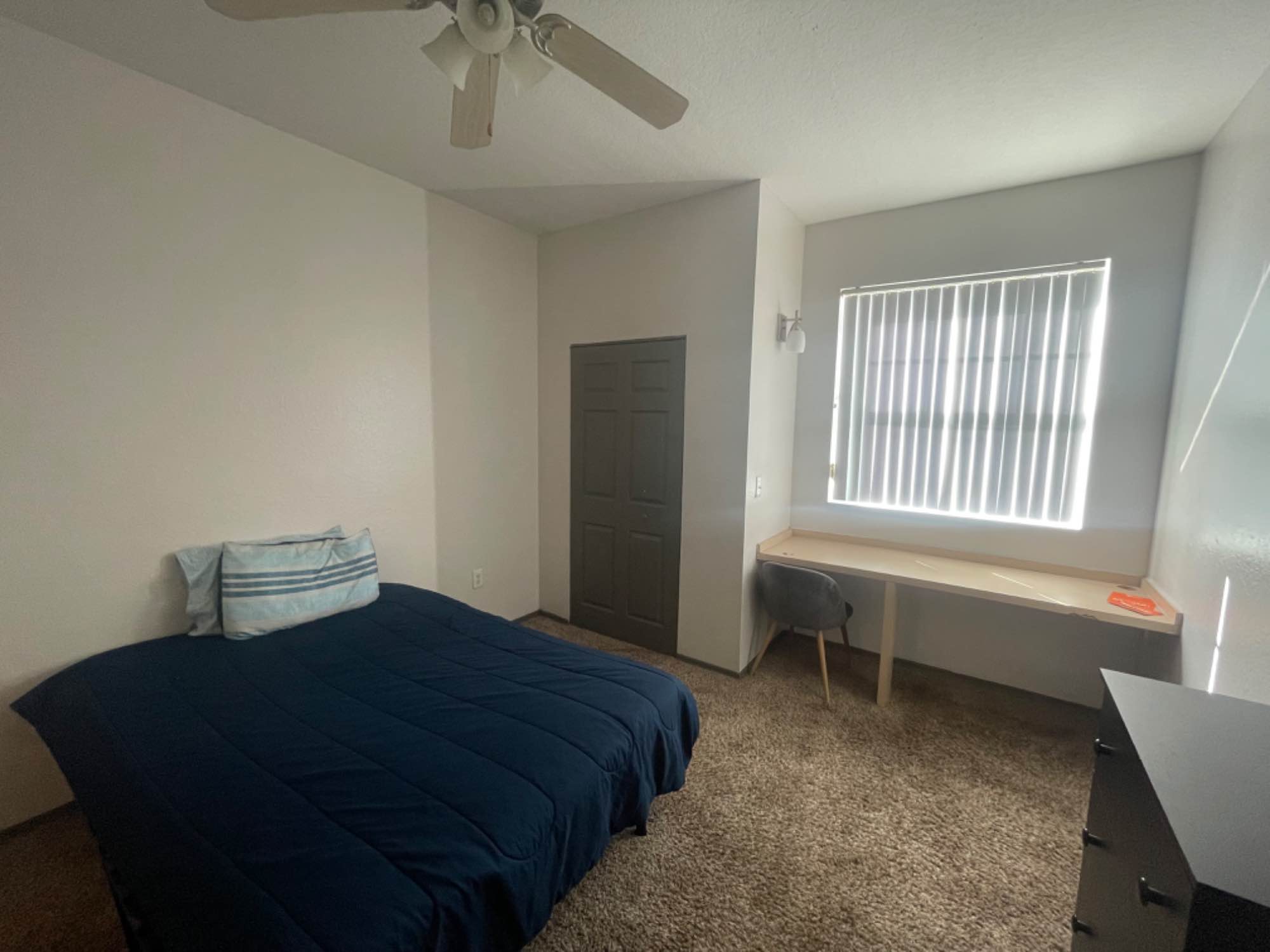 This is a private room with your own private bathroom located at Station 42 near USF (5-10 minute walk). The kitchen and living area will be shared with 3 other roommates. It’s an all male apartment but co-ed is an option so anyone is welcome and would be able to rent. All the roommates are very friendly and chill who go to work and have class. They’re all in their 20s as well. WiFi, water, and electricity included, and you would have an in unit washer and dryer. My lease would be a takeover lease.