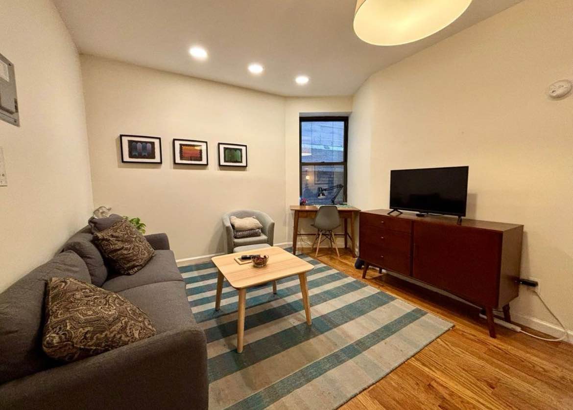 This beautiful and inviting apartment is now available for both short and long-term lease, offering a perfect blend of comfort and convenience. The home features a fully equipped kitchen with elegant cream cabinetry, granite countertops, and stainless steel appliances, making it a pleasure for cooking and entertaining.

The cozy living room boasts warm wood flooring, stylish furnishings, and a versatile layout that easily accommodates both relaxation and workspace needs. A fully tiled bathroom with a modern vanity and ample storage adds a touch of luxury to everyday living.
 Comfortable bedroom provide flexible living arrangements. Large windows throughout fill the apartment with natural light, creating a bright and welcoming atmosphere.

This apartment is ideal for individuals or couples seeking a ready-to-move-in home with flexible lease terms. Available immediately for both short and long stays. Interested candidates should kindly drop their contact number for swift communication.
Best regards 