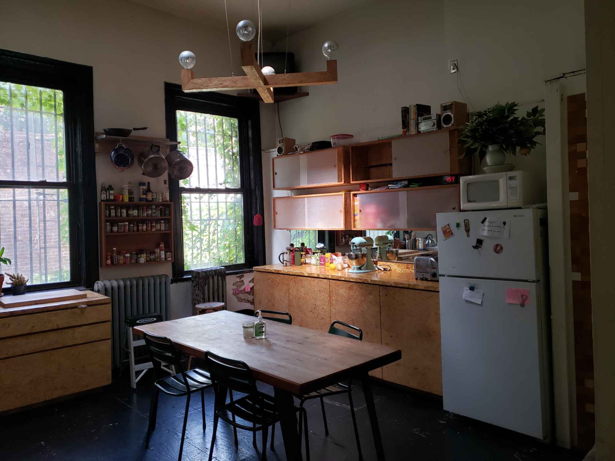 $1137.50/mo (+$1137.50 security deposit) Room is open November 1st in 4-room 1-ba apartment in Columbia Waterfront District, Brooklyn. Between Carroll Gardens and Red Hook.
Month-to-month. Utilities split average $60-70 per person.
No pets. No smoking. No vaping.
Small bedroom, but common spaces are massive for NY. Thoughtfully furnished by a designer/architect (don't bring your own common space furniture). Room is unfurnished but comes with an existing AC.
Large windows/skylight in common spaces with tons of natural light. Fantastic place to cook. Fully stocked kitchen (don't bring your own set of appliances). Cozy backyard. Mudroom and basement available for storage. No laundry in building but fantastic laundromat half a block away.
Easy ground floor bike parking, easy biking to Manhattan and the rest of Brooklyn. Only a few blocks walk to idyllic Carroll Gardens. 15 min walk/protected bike lane to Brooklyn Bridge Park. 12 min walk to Carroll F/G subway stop. B61 bus to go to Downtown BK or Red Hook stops right outside. 15 min bus or 20 min train to NYU Tandon.
Good place for students to study. Students are welcome.
Brief summary of 2 current residents:
Dat, me: 43, M. Handyman, lamp maker. Active in DIY/maker/new media scenes.
P: Late 20s, M. Works at bars. Seldom home.
L: 25, F. Grad student in urban planning.
Everyone is independent and self-motivated, busy with their own professional & creative pursuits. We treat our home as a calm place to refuel and recharge in between long days. EG headphones worn in common space, quiet after 10 pm and guests are seldom. If we want to go wild and party with pals we mainly do that outside of the apartment, appropriately taking advantage of the wealth of NYC options instead of being disruptive at home and spoiling other people's downtime.
We are looking for people who are like-minded and keep similar habits to maintain a place of peace and rest to benefit everyone.
Reply for more pictures and info.