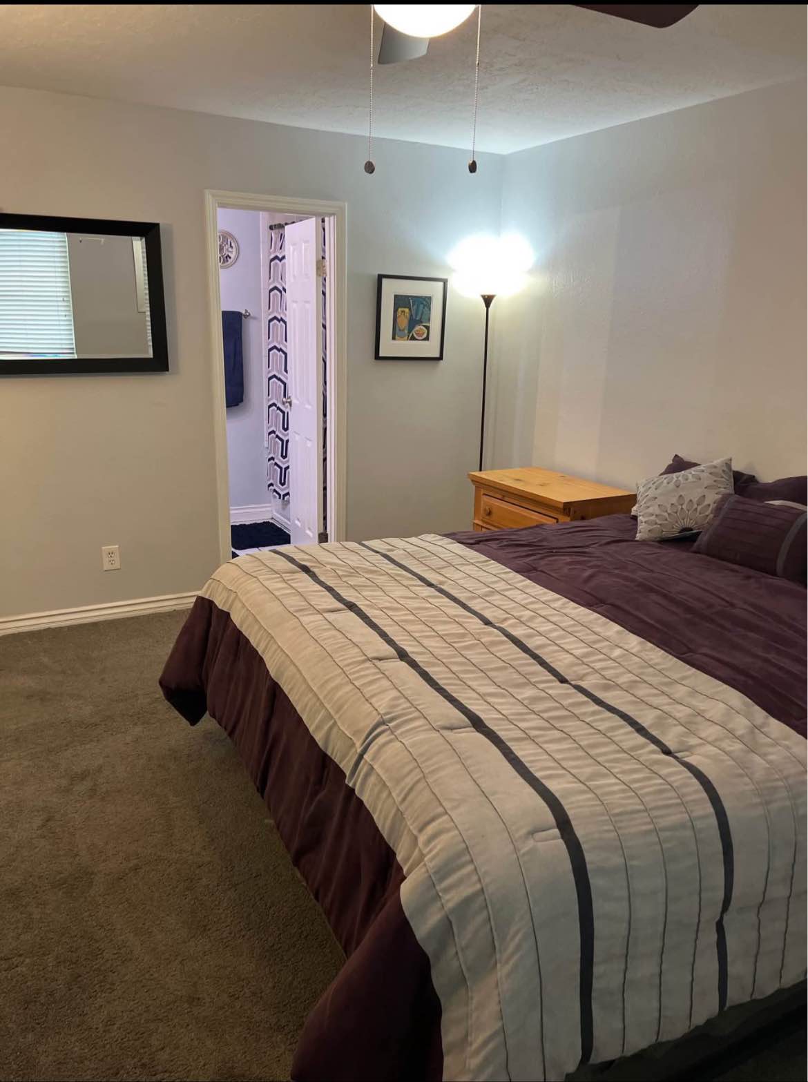 MASTER ROOM FOR RENT: Quiet mature neighborhood. SINGLE WOMAN only. Master bedroom fully furnished with King size bed and private bathroom and Jacuzzi bathtub and large walk in closet. All utilities included. Jones and Oakey area. $850/month. 6 - 12 month lease preferred. Text Suzanne at 702-203-7642. Full access to kitchen, dining room, fire place, washer and dryer, laundry room, back yard and patio. Common area big screen TV with cable. Parking on the street. Free WiFi. 2 small older dogs. Sorry no other pets allowed. 