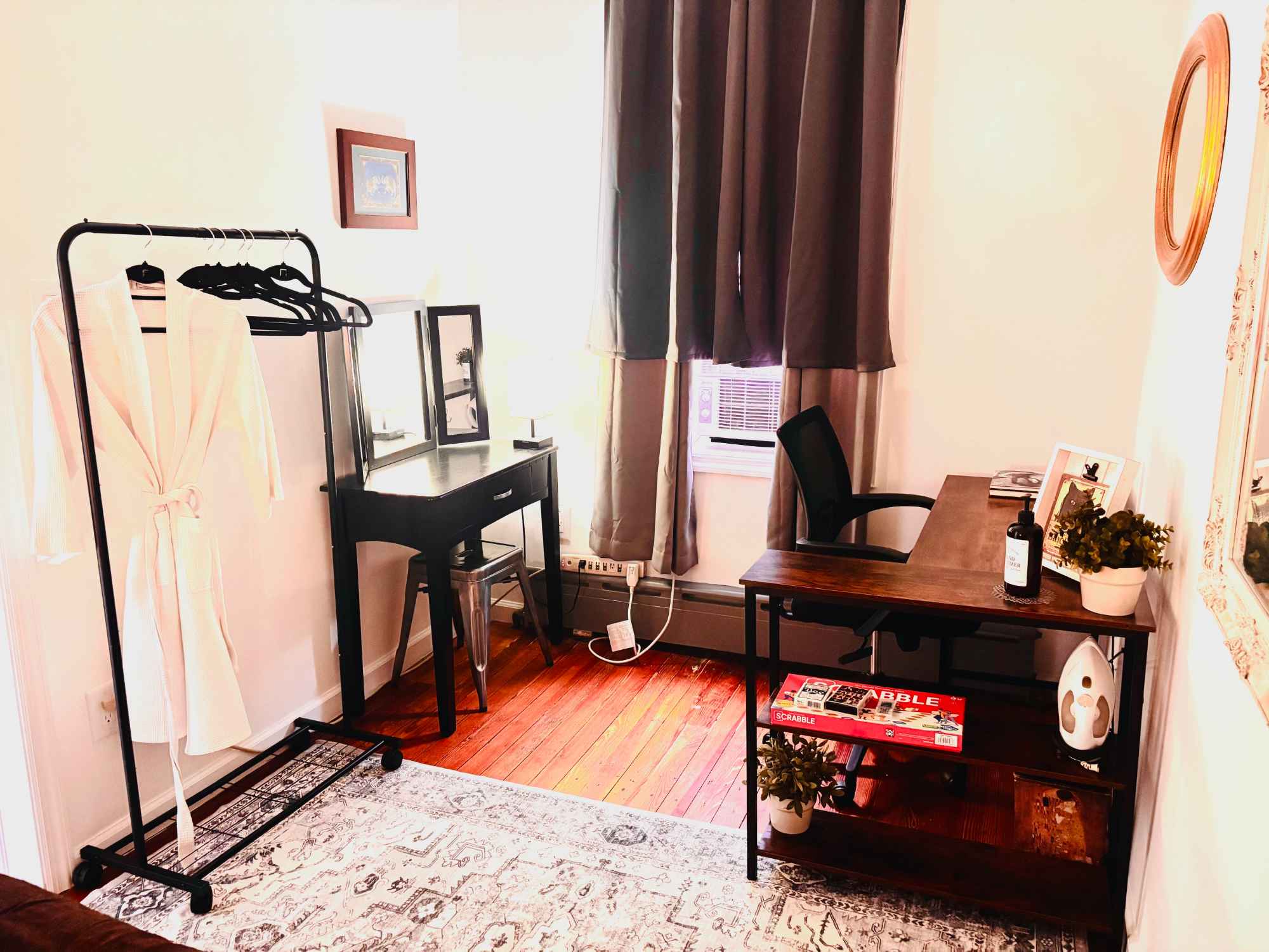 We work from home but our unit is separate from the shared kitchen and bathroom. We are pretty quiet and keep to ourselves