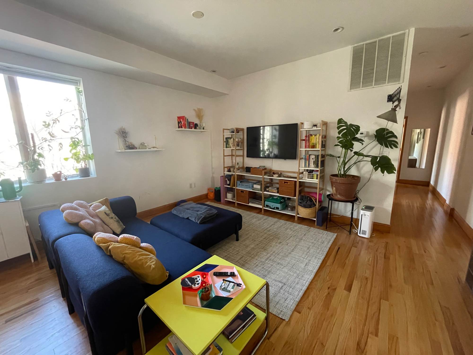 Seeking a roommate for unfurnished bedroom in a beautiful furnished apartment, situated across the street from F and G subway lines. The apartment is a relatively newer build - over 900 sq ft complete with a dishwasher, thermostat-controlled heat and AC, video intercom, and North-facing windows in every room so there is bright indirect light all day. Fully tiled bathroom with full size tub. The bedroom has room for a full/queen size bed and a small desk and comes with its own private closet. 

I am a graphic designer who commutes into the office a couple days a week and spend most evenings at home cooking dinner and watching tv or movies. Occasionally have company over for wine nights or watch parties. Would love to have a roommate interested in fostering a friendship and being a part of all of the above! 

While the room will be available for move-in starting 4/1, you would be co-signing on a new lease with me that officially starts 5/1 - you must have a stable full-time income and be able to provide ID, proof of income, credit check, etc. to the landlord.

