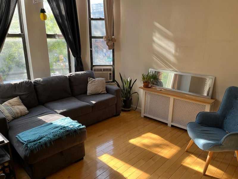Big, sunny apt in Prospect Heights! Is furnished (bed and desk), though you're welcome to replace with your own if you prefer. This is a share with only one roommate, available from June 1 to Aug 15, though end date is flexible (could do Aug 1 or as late as Aug 30).
About the apartment: amenities all described below. Location is < 2 minutes from B/Q, < 5 minutes from 2/3 train, and 10 min to Atlantic / Barclays station.
Most importantly, we value a home that's inclusive and safe for all people of all identities. Looking for someone who shares that and is clean, kind, and responsible :).