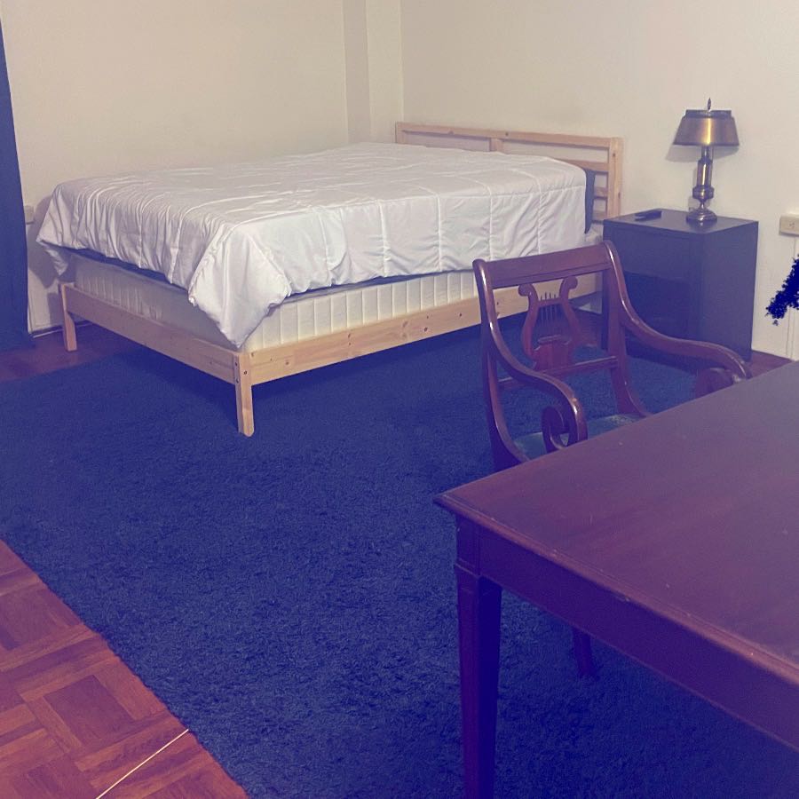 I am an attorney and I work from home occasionally in my room. I am out of the apartment a couple nights a week. I spend some time in the living room area maybe three times a week. I rarely have more than 1 guest over. I’m very chill and the apartment is kept clean. The room for rent is in the back and has its own private bathroom. The kitchen is nice sized. 