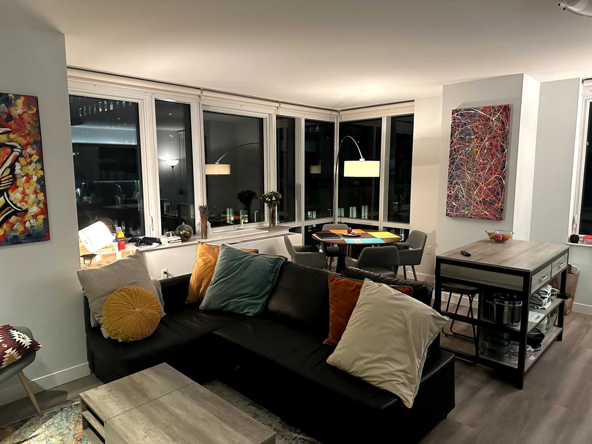 Roommate sublease needed for furnished room in 14th floor, 2 bedroom, 2 bathroom, just under 1000 sq ft. corner unit. Recently constructed, full service, doorman building with 60th floor rooftop access, several communal lounges, and even an in-lobby coffee shop.

Room has lots of light from northern exposure windows. Bed, mattress and nightstand provided if needed. Large closet.

The apartment includes a large, comfortably furnished and well kept shared living space with floor to ceiling windows, full kitchen (with island bar, dishwasher and garbage disposal), corner dining area, and sitting area with 60" TV, pre-loaded with basically all streaming services. There is an in unit wash/ dryer. Each room in unit has individual heat/ AC controls.

Rent is $3000 per month, plus half of Wi-Fi, utilities and monthly cleaning (the building is a green building, utilities are usually under $50, total monthly's tends to be around $160)

Looking for a 4-8 month lease, with the option to extend or go month to month after, but terms are negotiable.

I'm a creative professional who travels frequently for work, often for periods of several weeks or occasionally a few months. Ideally looking for someone who travels frequently as well. I'm pretty easy going as long as you're generally considerate. 

Prime downtown Brooklyn. Located lass than a 500ft walk from the Jay Street - Metrotech A C F & R stops and the Hoyt Street 2 3 stop.

Dekalb market is directly across the street, so you’re exactly 350ft from Trader Joe’s, Target, the Alamo Draft House and the Dekalb Food Market. Dumbo, BAM, the Brooklyn Promenade, and Fort Green Park are all about a 10 minute walk in different directions.

Main room has view of the brand new park just opened directly next door.