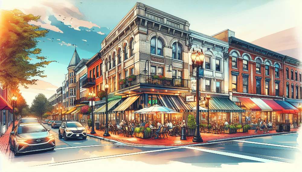 A vibrant street scene in Alexandria West