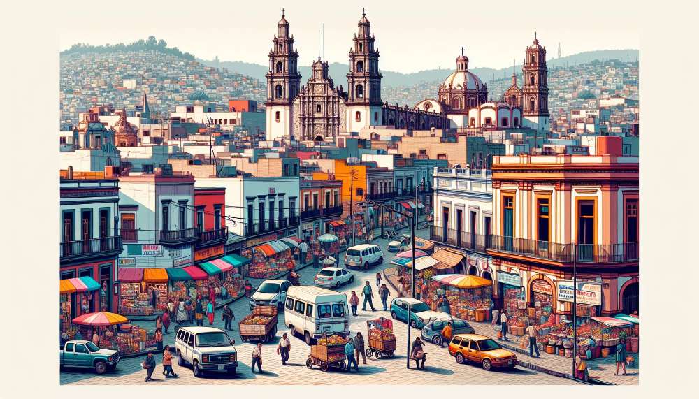 A vibrant street scene in Lomas de Santa Fe