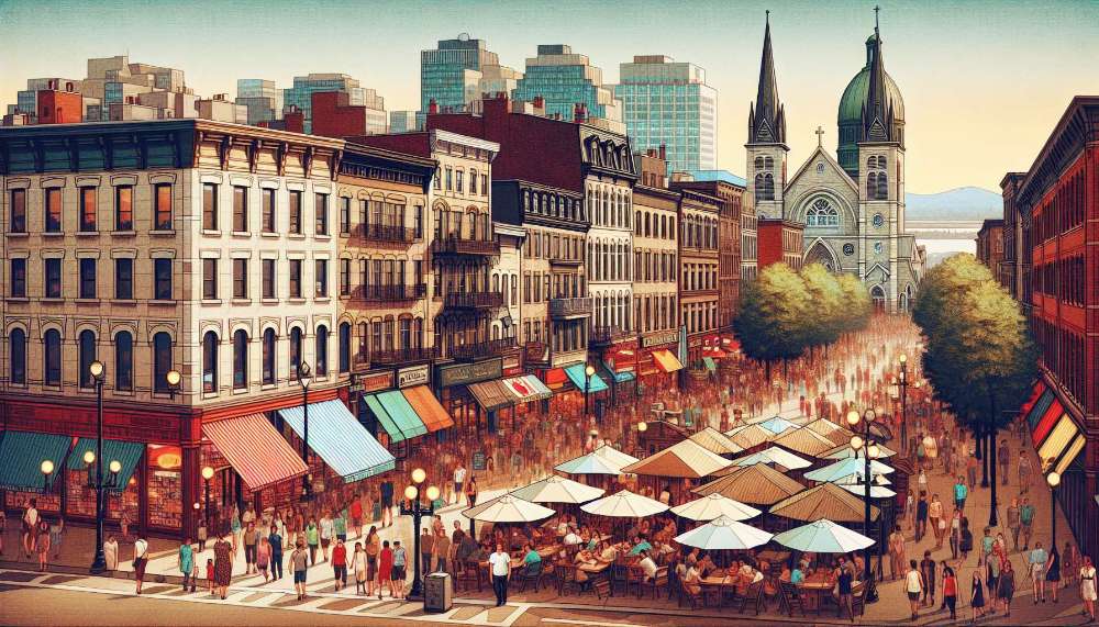 A vibrant street scene in Montreal