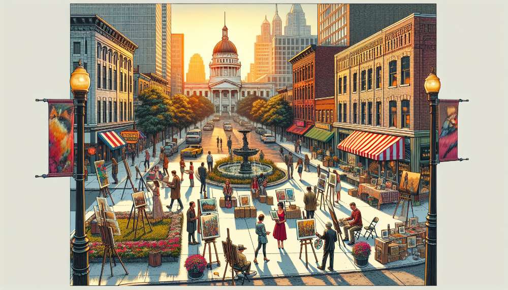 A vibrant street scene in Neighborhood of the Arts