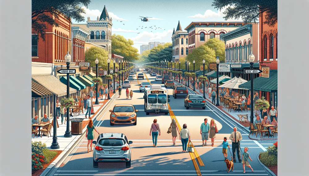 A vibrant street scene in Spring Hill