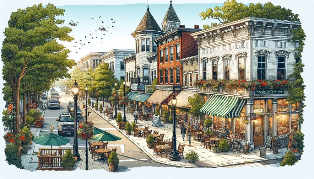 A vibrant street scene in Woodbridge Township