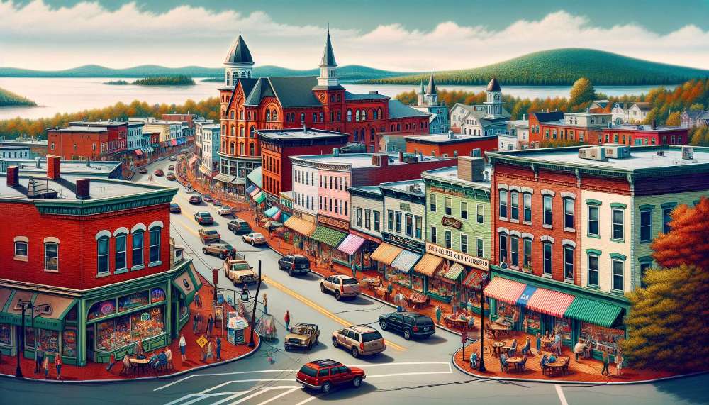 A vibrant street scene in Veazie