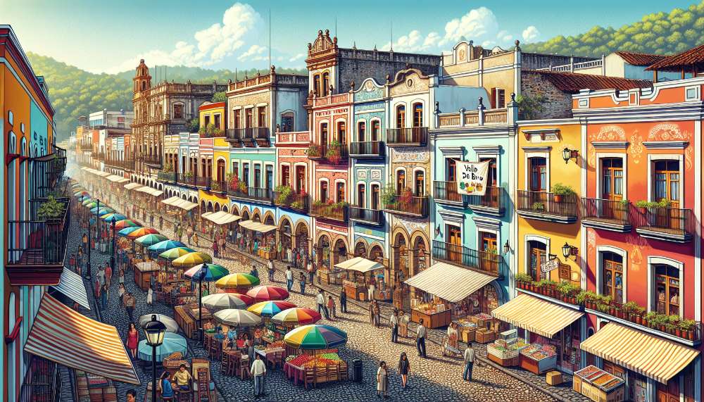 A vibrant street scene in Valle de Bravo