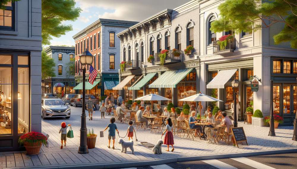 A vibrant street scene in Bronxville