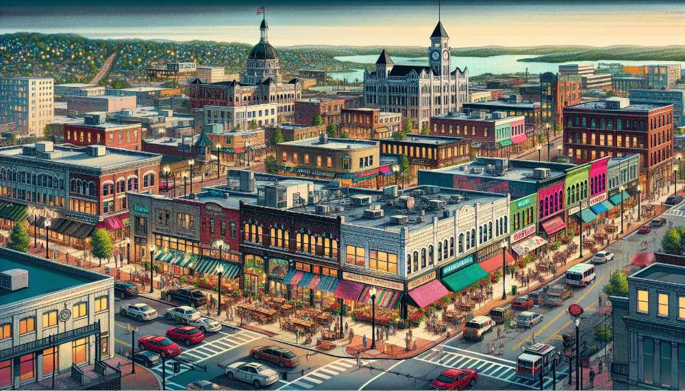 A vibrant street scene in West Virginia