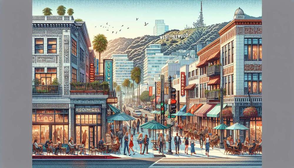 A vibrant street scene in West Hollywood