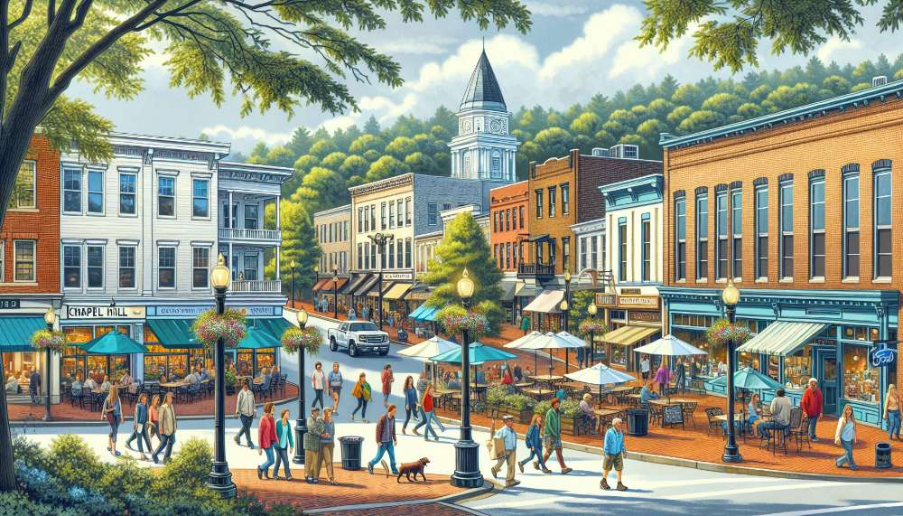 A vibrant street scene in Chapel Hill