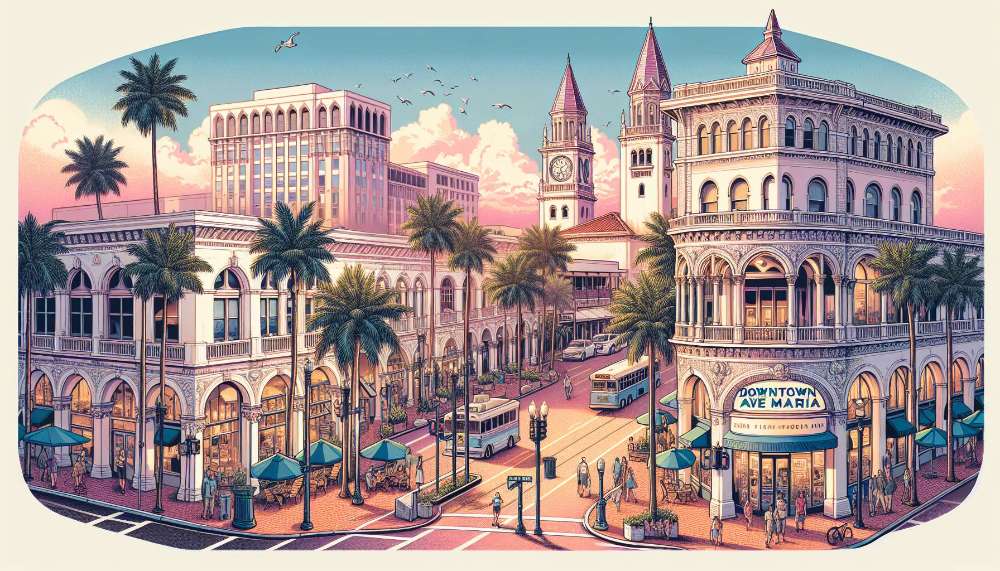 A vibrant street scene in Ave Maria