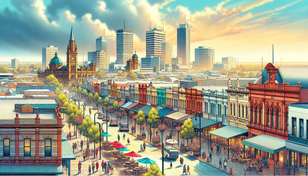 A vibrant street scene in Wodonga