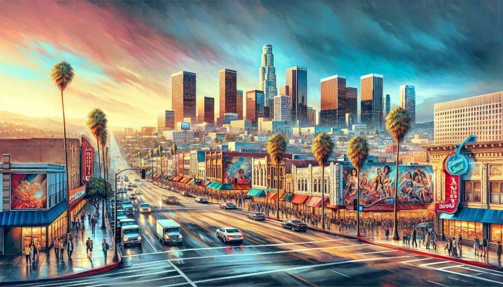 A vibrant street scene in Mid City