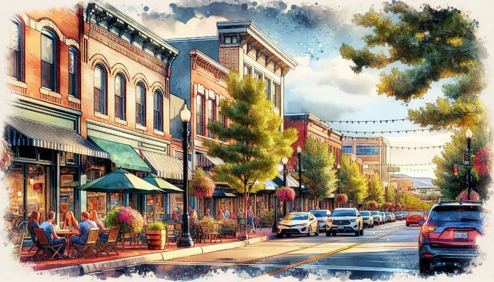 A vibrant street scene in Colorado