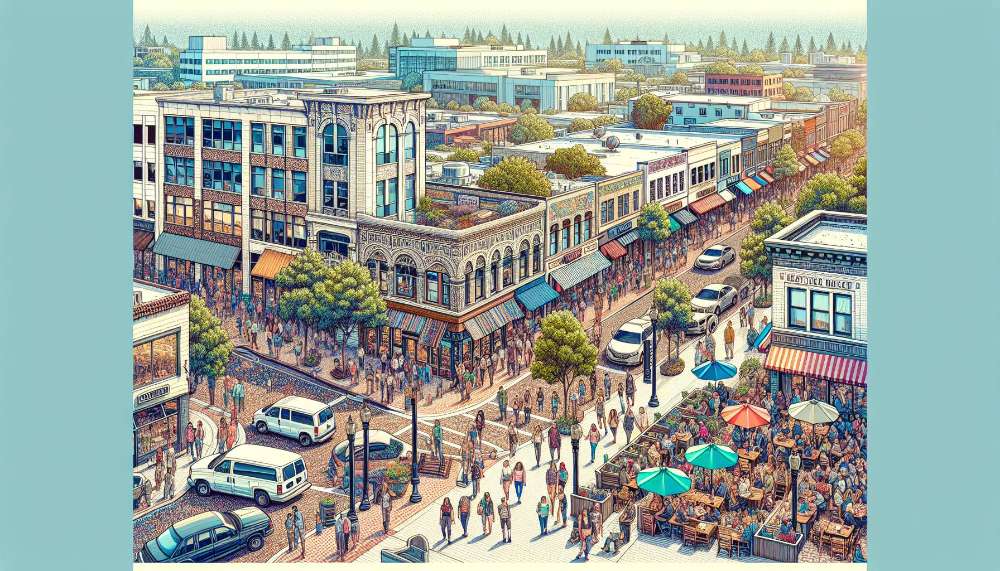 A vibrant street scene in Milpitas