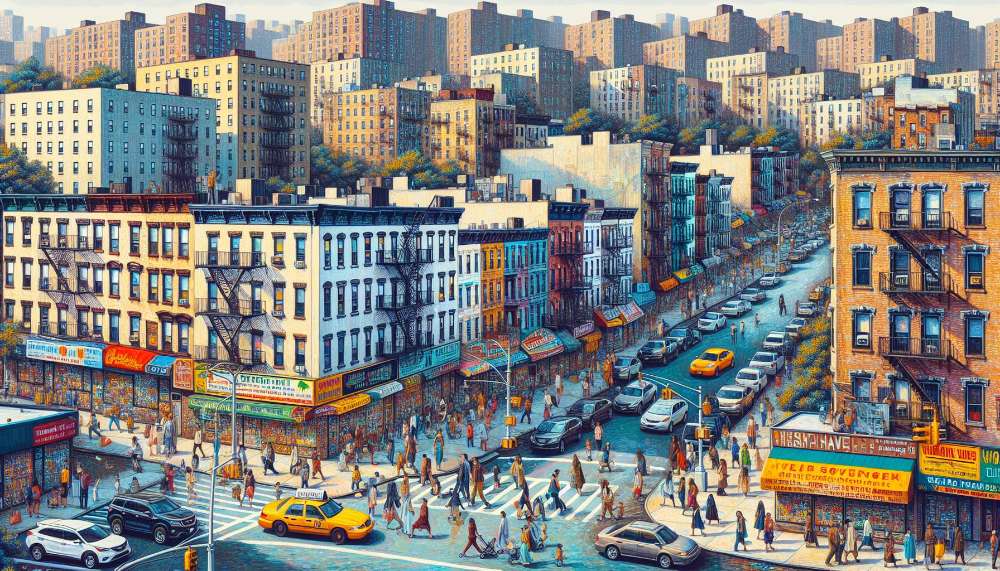 A vibrant street scene in Mott Haven