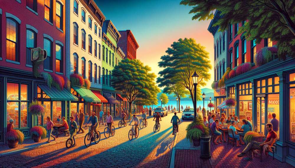 A vibrant street scene in Burlington