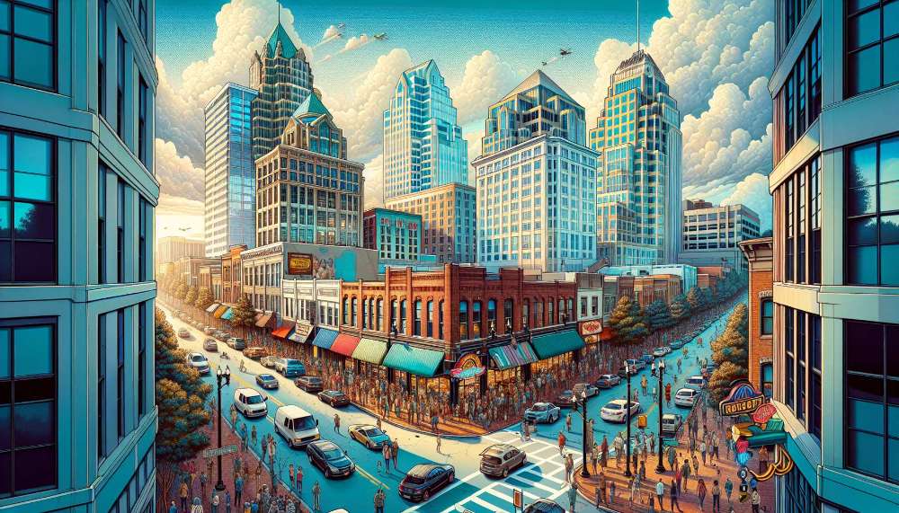 A vibrant street scene in Raleigh