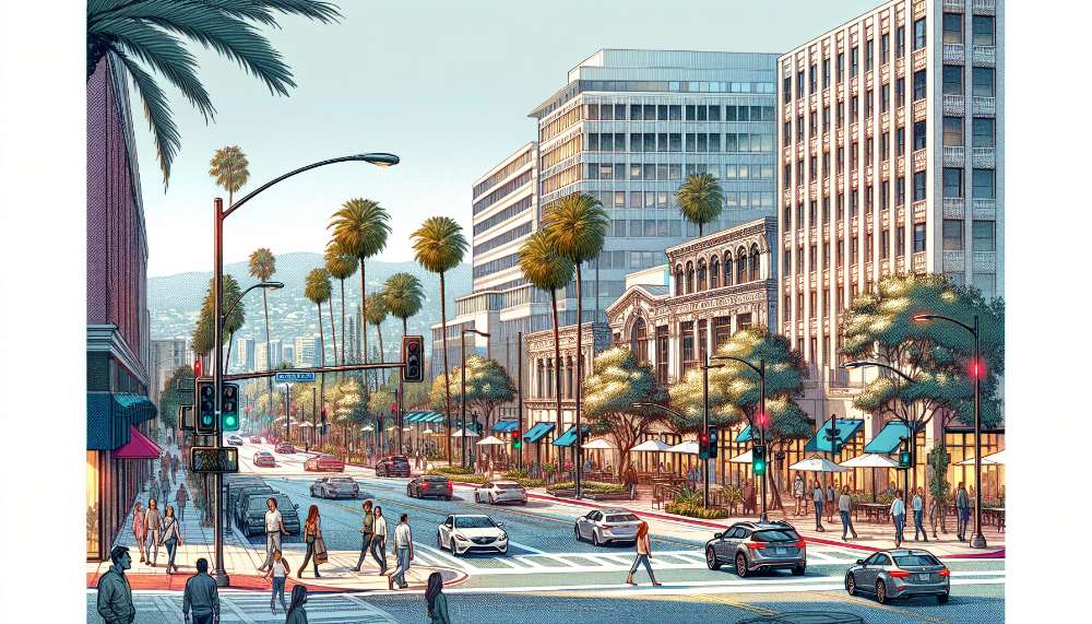 A vibrant street scene in Sorrento Mesa