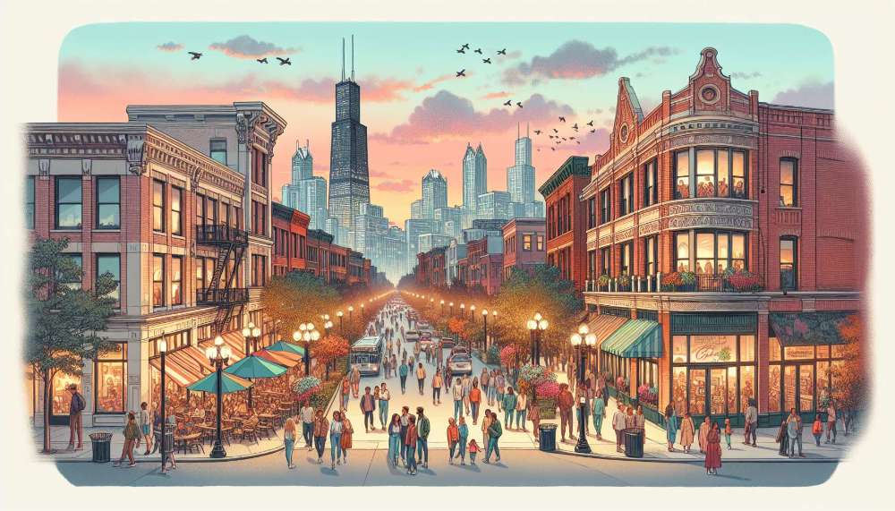 A vibrant street scene in Bucktown