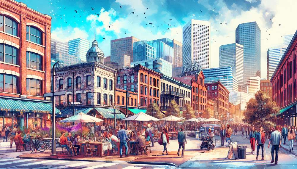 A vibrant street scene in East