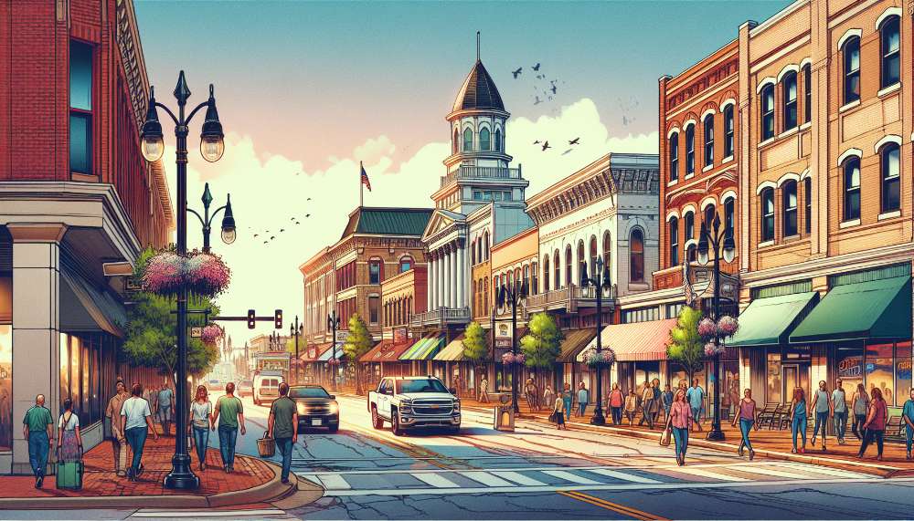 A vibrant street scene in Maryland Heights