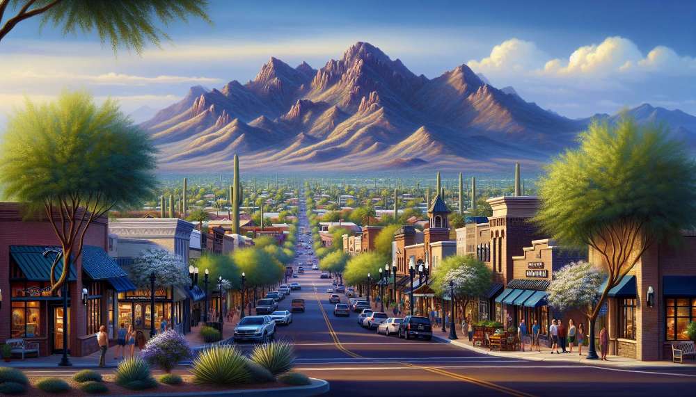 A vibrant street scene in Ahwatukee Foothills Village