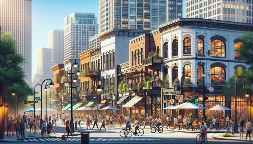 A vibrant street scene in Detroit