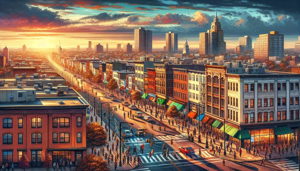 A vibrant street scene in Fairmount