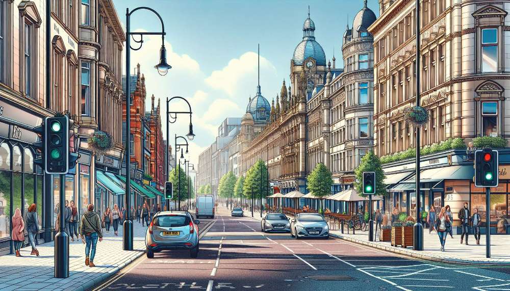 A vibrant street scene in Nottingham